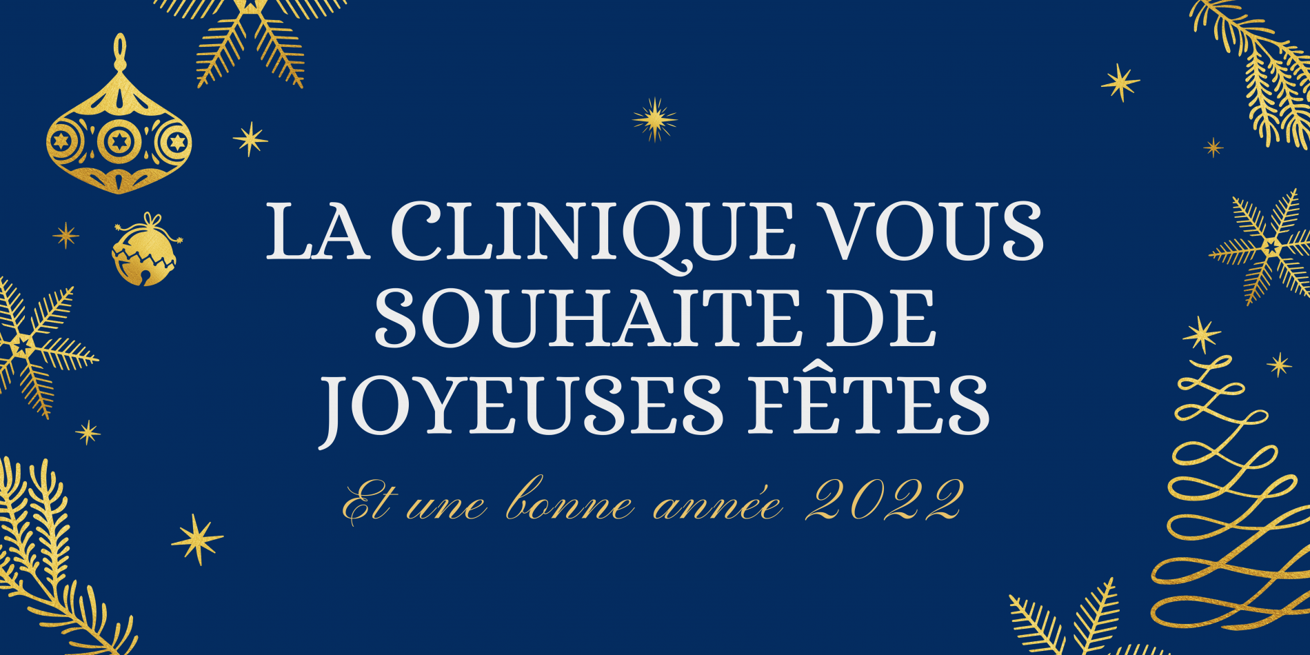 La Clinique de l'Yvette vous souhaite de joyeuses fêtes et une bonne année 2022